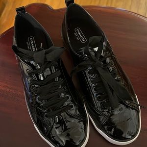 Coach Black Patent leather sneakers—gently worn very comfortable and stylish.